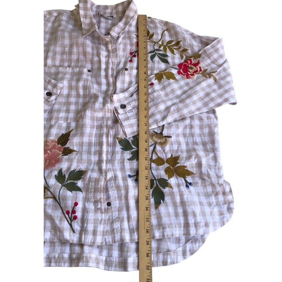 X Large Johnny Was Workshop Adele Gingham Pocket Overshirt Boho Chic - Picture 10 of 14
